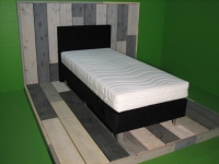 Outlet boxspring 90x200 met hoofdbord en pocket matras NU MET 20 % EXTRA KORTING